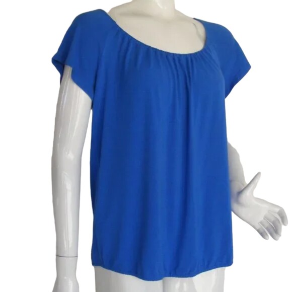 TOMMY BAHAMA Top, M, Blue, Scoop/Stretchy neckline, SS, Solid, TEE - Picture 2 of 9